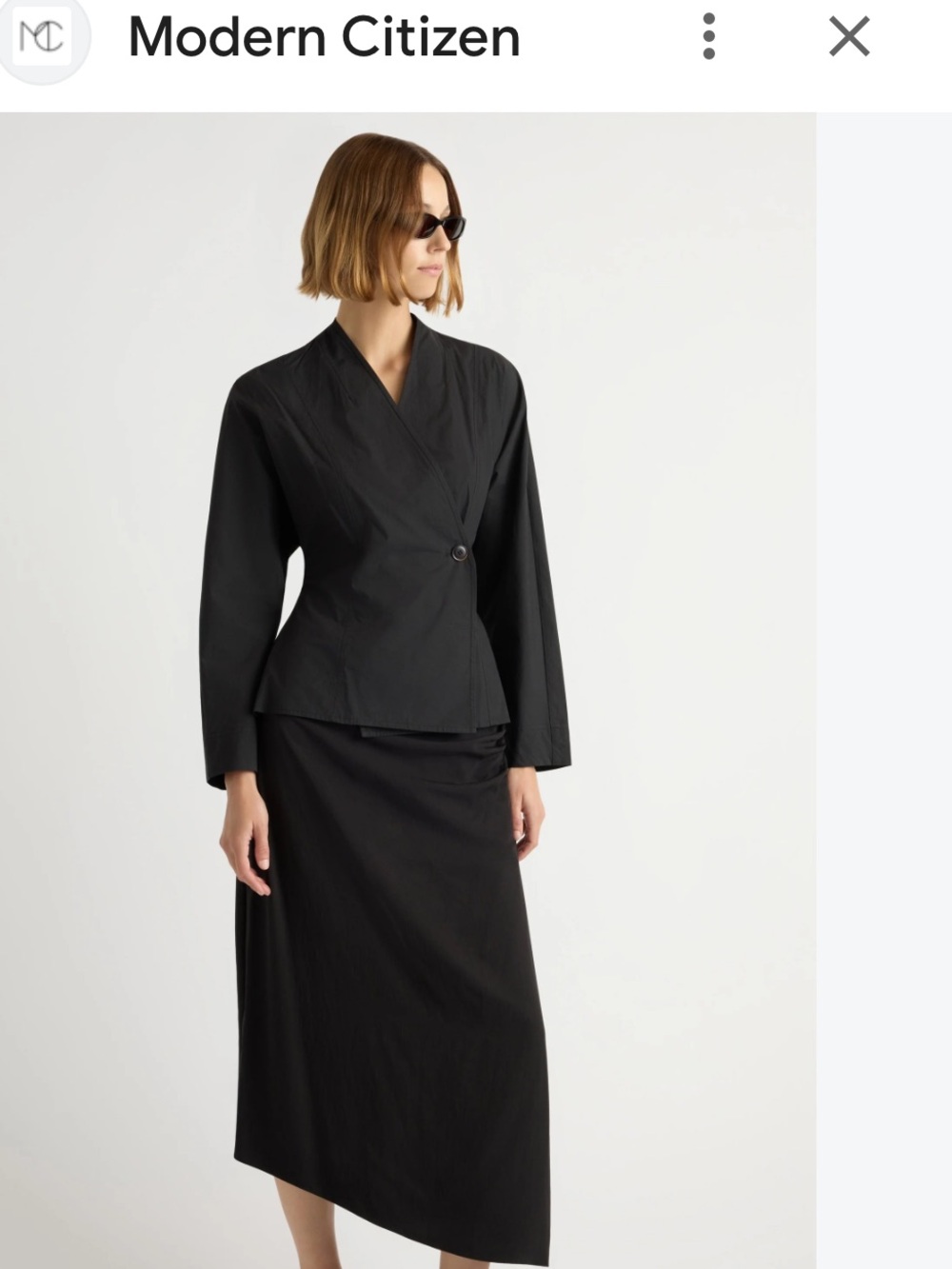 Modern Citizen Wrap Blouse featuring an asymmetric V-Neckline